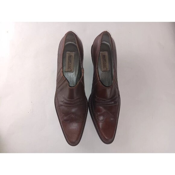 Vtg Matisse Womens Western Ankle Boots Brown Leather Almond Toe Cuban Heels 6.5M - Picture 2 of 9